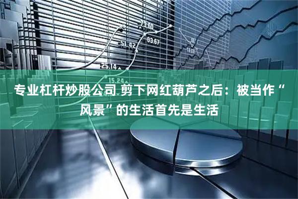专业杠杆炒股公司 剪下网红葫芦之后：被当作“风景”的生活首先是生活